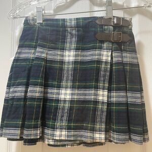Ralph Lauren Plaid Pleated Skirt with Buckle Detail